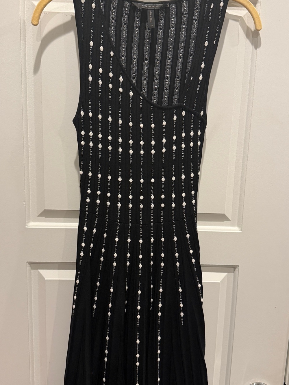 BCBGMaxAzria Black One-Shoulder Beaded Evening Dress
